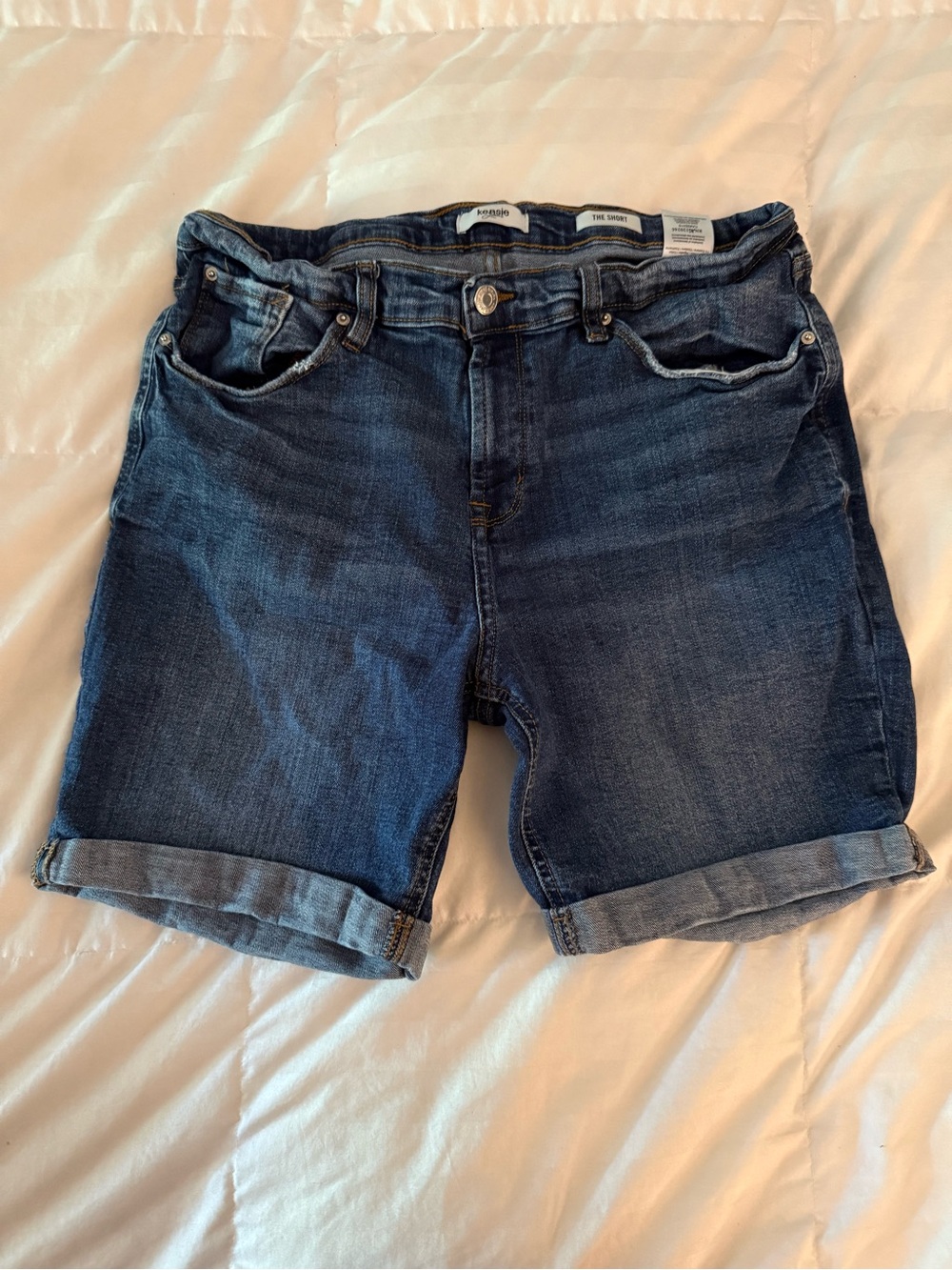 Kensie Dark Blue Rolled Cuff Denim Shorts